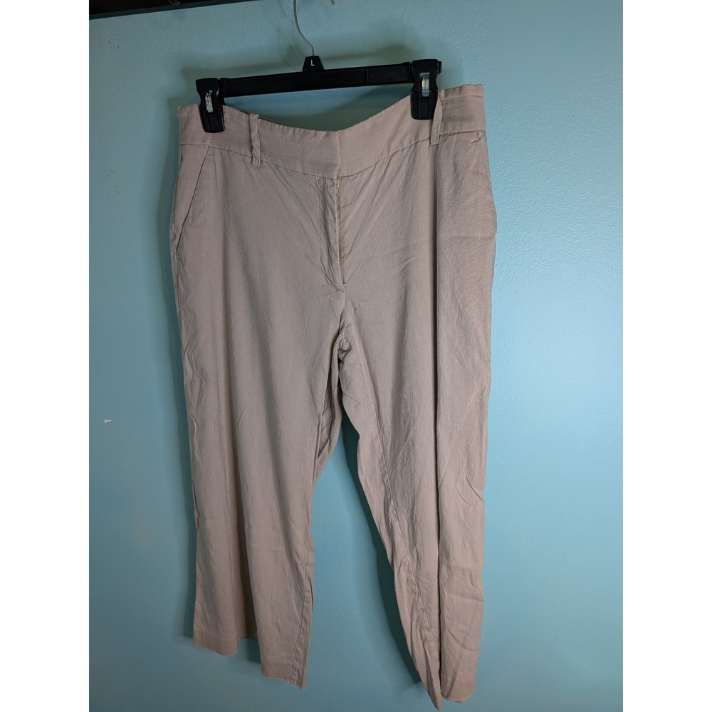 Calvin Klein Womens Size 10 Oatmeal Beige Linen Blend Straight Leg Dress Pants